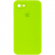 Чехол Silicone Case Square Full Camera Protective (AA) для Apple iPhone 7 / 8 / SE (2020) (4.7") Салатовый / Neon green