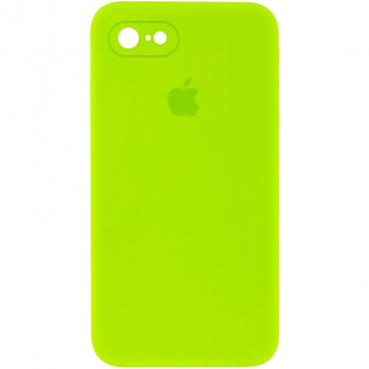 Чохол Silicone Case Square Full Camera Protective (AA) для Apple iPhone 7 / 8 / SE (2020) (4.7") Салатовий / Neon green