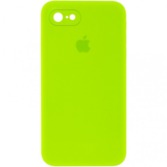 Чохол Silicone Case Square Full Camera Protective (AA) для Apple iPhone 7 / 8 / SE (2020) (4.7") Салатовий / Neon green