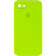Чохол Silicone Case Square Full Camera Protective (AA) для Apple iPhone 7 / 8 / SE (2020) (4.7") Салатовий / Neon green