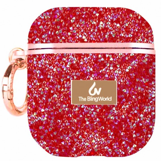 TPU чохол Bling World Rock Diamond для навушників AirPods 1/2, Червоний