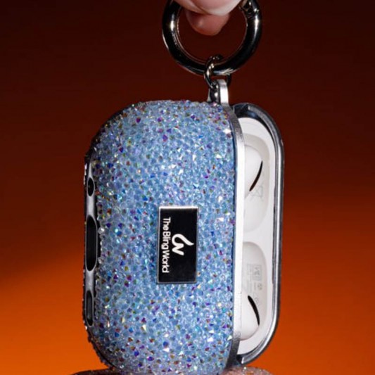 TPU чехол Bling World Rock Diamond для наушников AirPods Pro / Airpods Pro 2 Голубой - изображение 1