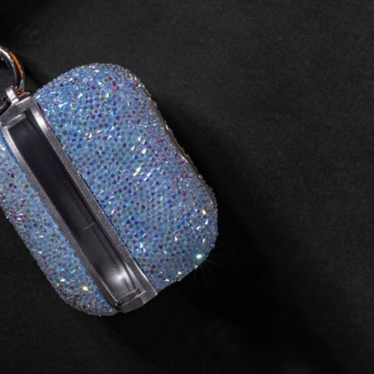 TPU чехол Bling World Rock Diamond для наушников AirPods Pro / Airpods Pro 2 Голубой - изображение 2