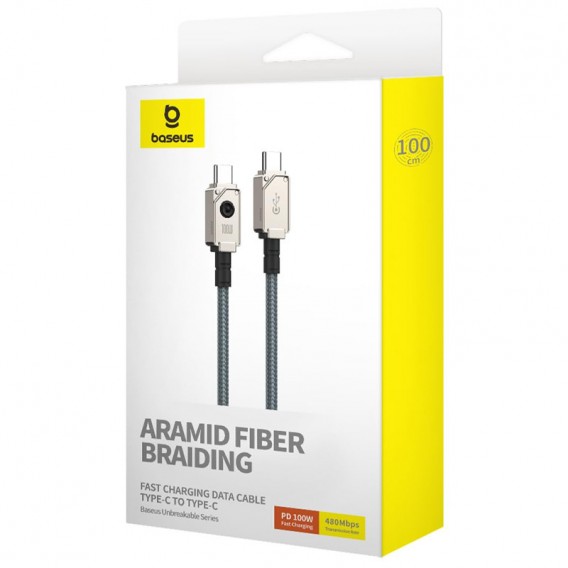 Кабель юсб Baseus Unbreakable Series Fast Charging Type-C to Type-C 100W 1m (P10355800111-0), Stellar White