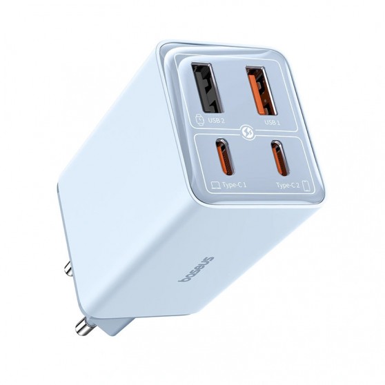 Зарядний пристрій Baseus GaN6 Pro OS 2C+2U 65W + Type-C to Type-C 100W (1m) (P10162701), Galaxy Blue