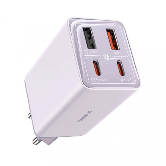 Зарядний пристрій Baseus GaN6 Pro OS 2C+2U 65W + Type-C to Type-C 100W (1m) (P10162701), Star Purple