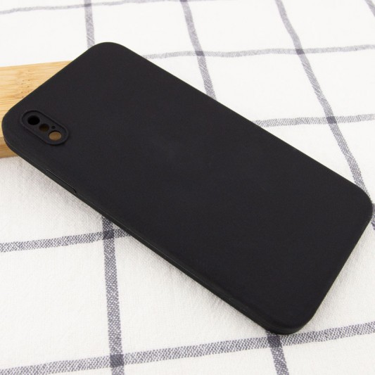 Silicone Case Square Full Camera Protective (AA) NOLOGO для Apple iPhone XS Max (6.5") Черный / Black - изображение 1