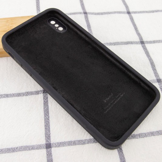 Silicone Case Square Full Camera Protective (AA) NOLOGO для Apple iPhone XS Max (6.5") Черный / Black - изображение 2