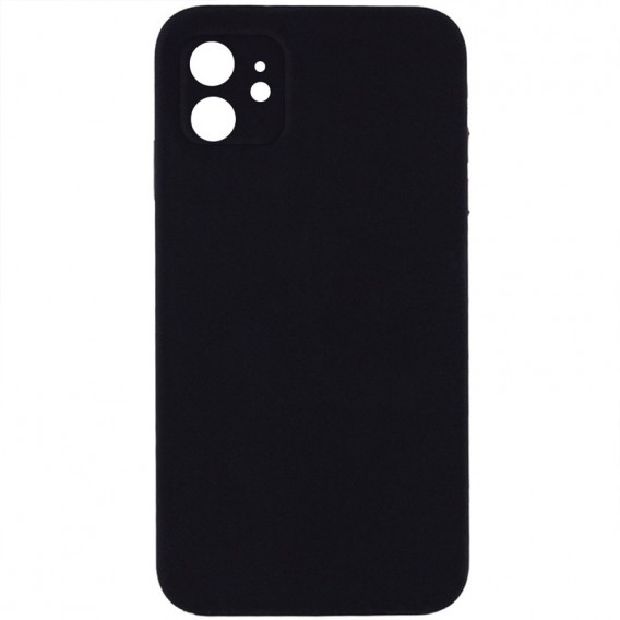 Silicone Case Square Full Camera Protective (AA) NOLOGO для Apple iPhone 11 (6.1"), Черный / Black