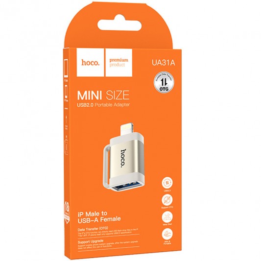 Перехідник Hoco UA31A OTG Lightning male to USB female Gray - зображення 4 