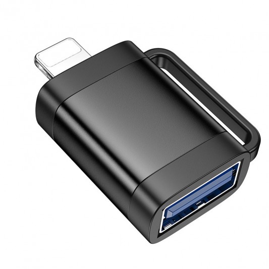 Перехідник Hoco UA31A OTG Lightning male to USB female Black - зображення 3 