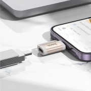 Перехідник Hoco UA31B OTG Lightning male to Type-C female, Gray