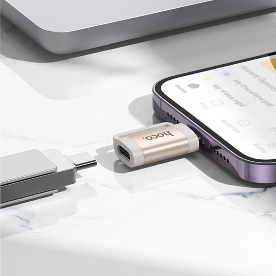 Перехідник Hoco UA31B OTG Lightning male to Type-C female, Gray