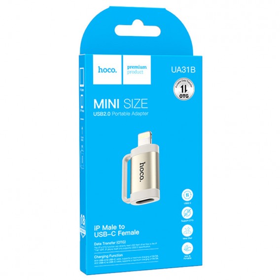 Перехідник Hoco UA31B OTG Lightning male to Type-C female, Gray