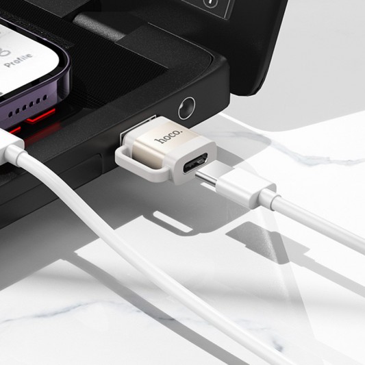 Переходник Hoco UA31D OTG USB male to Type-C female USB2.0, Gray - изображение 3