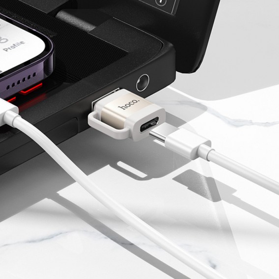 Перехідник Hoco UA31D OTG USB male to Type-C female USB2.0, Gray