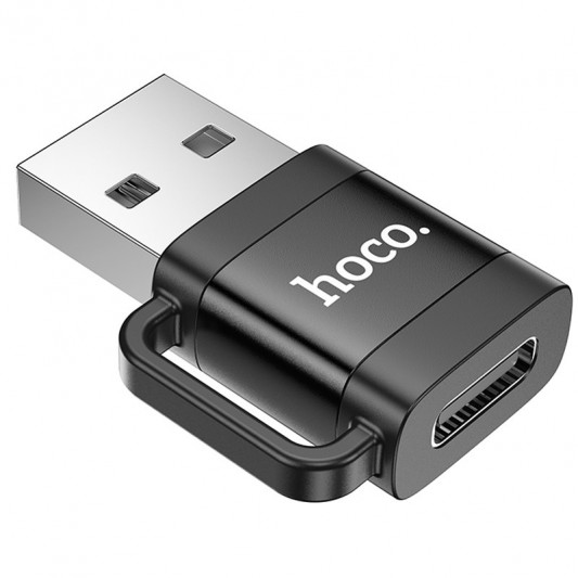 Переходник Hoco UA31D OTG USB male to Type-C female USB2.0, Black - изображение 1