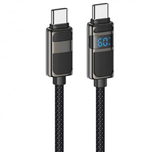 Дата кабель Hoco U137 Line with display Type-C to Type-C 60W (1.2m) Black
