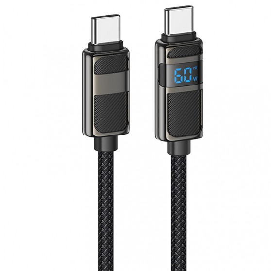 Дата кабель Hoco U137 Line with display Type-C to Type-C 60W (1.2m) Black