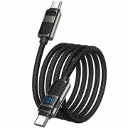 USB кабель Hoco U137 Line with display Type-C to Type-C 60W (1.2m), Black