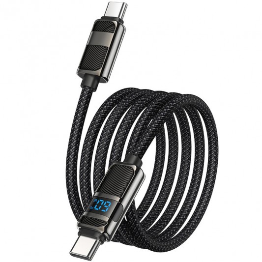 Дата кабель Hoco U137 Line with display Type-C to Type-C 60W (1.2m) Black - зображення 3 