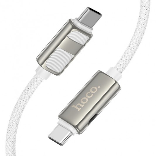 Дата кабель Hoco U137 Line with display Type-C to Type-C 60W (1.2m) White - зображення 3 