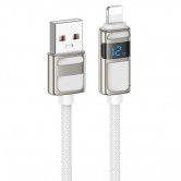 Дата кабель Hoco U137 Line with display USB to Lightning 2.4A/12W (1.2m) White Дата кабель Hoco U137 Line with display USB to Lightning 2.4A/12W (1.2m) White