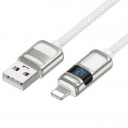 Кабель юсб Hoco U137 Line with display USB to Lightning 2.4A/12W (1.2m), White