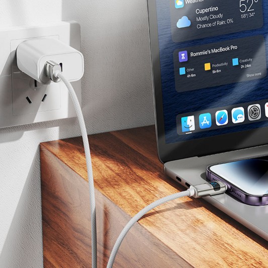 Дата кабель Hoco U137 Line with display USB to Lightning 2.4A/12W (1.2m) White - изображение 3