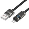 Кабель юсб Hoco U137 Line with display USB to Lightning 2.4A/12W (1.2m), Black