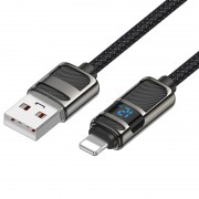 Кабель юсб Hoco U137 Line with display USB to Lightning 2.4A/12W (1.2m), Black