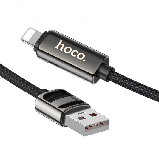 Дата кабель Hoco U137 Line with display USB to Lightning 2.4A/12W (1.2m) Black - изображение 2