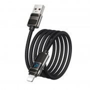 Кабель юсб Hoco U137 Line with display USB to Lightning 2.4A/12W (1.2m), Black