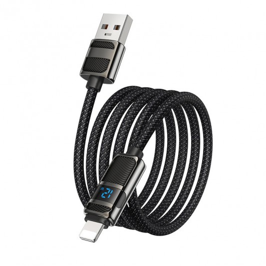Дата кабель Hoco U137 Line with display USB to Lightning 2.4A/12W (1.2m) Black - изображение 3
