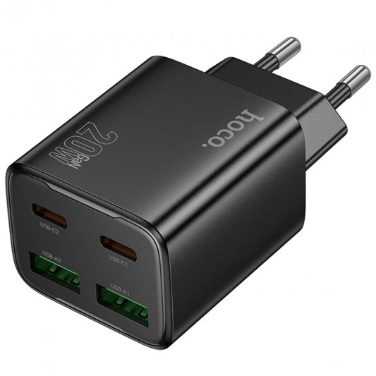 МЗП Hoco N55 Fundador PD20W four-port (2USB-A/2C) Black - зображення 1 