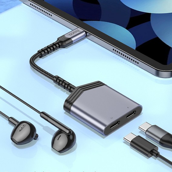 Перехідник Hoco LS40 Type-C для Type-C, Metal Gray