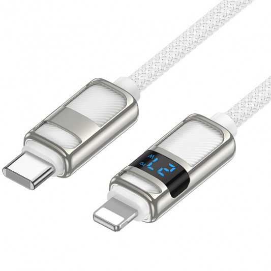 Дата кабель Hoco U137 Line with display Type-C to Lightning 27W (1.2m) White - изображение 2