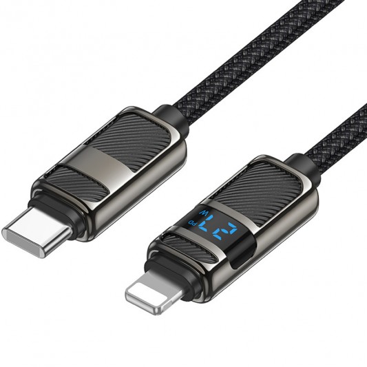Дата кабель Hoco U137 Line with display Type-C to Lightning 27W (1.2m) Black - изображение 1