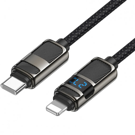 Кабель юсб Hoco U137 Line with display Type-C to Lightning 27W (1.2m), Black