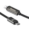 Кабель юсб Hoco U137 Line with display Type-C to Lightning 27W (1.2m), Black