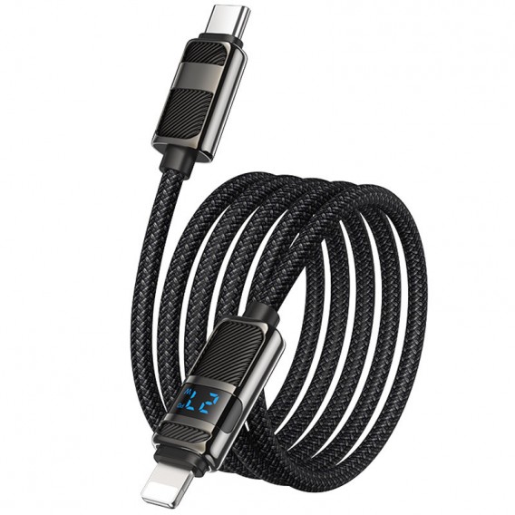 Кабель юсб Hoco U137 Line with display Type-C to Lightning 27W (1.2m), Black