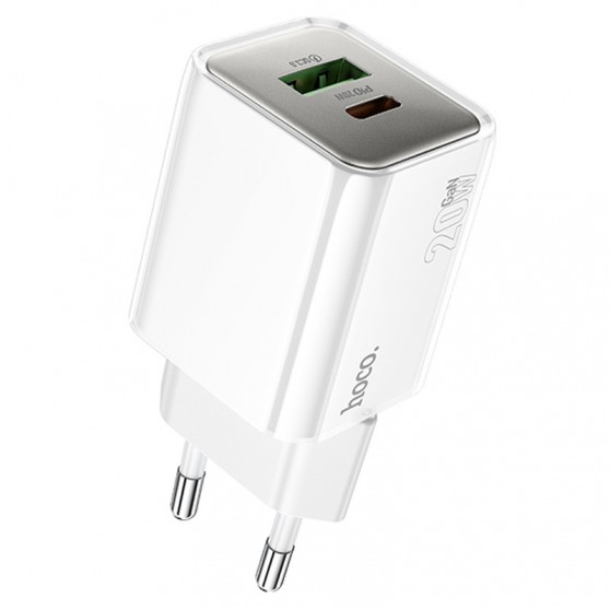 Зарядний пристрій Hoco N46 Glorious PD20W+QC3.0 (1USB-A/1C), White