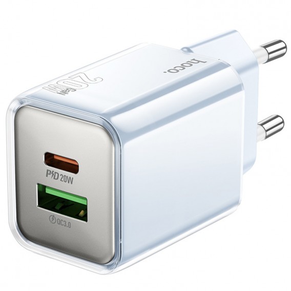 Зарядное устройство Hoco N46 Glorious PD20W+QC3.0 (1USB-A/1C), Blue