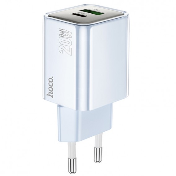 Зарядное устройство Hoco N46 Glorious PD20W+QC3.0 (1USB-A/1C), Blue