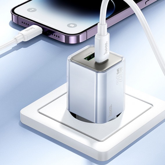 Зарядное устройство Hoco N46 Glorious PD20W+QC3.0 (1USB-A/1C), Blue