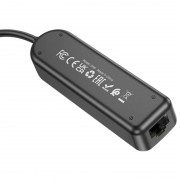 Перехідник Borofone DH6 Erudite 4in1 Gigabit Ethernet (Type-C to USB3.0*3+RJ45) (0.2m), Black