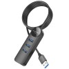 Перехідник Borofone DH6 Erudite 4in1 100 Мбіт Ethernet (USB to USB2.0*3+RJ45) (1.2m), Black