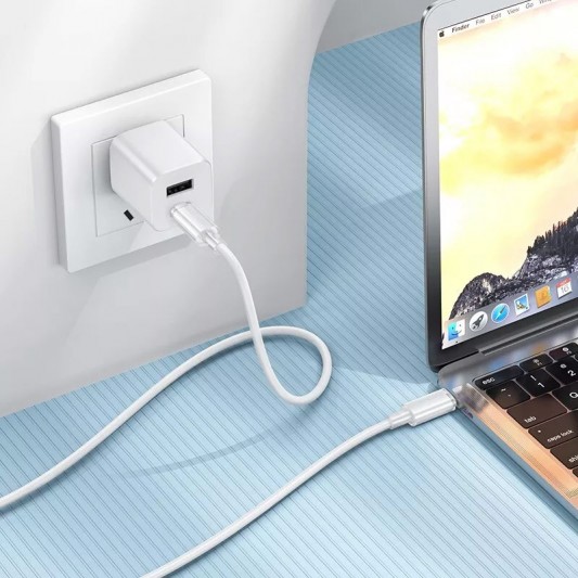 Дата кабель Borofone BX112 Lemon Type-C to Type-C 60W (1m) White - зображення 4 