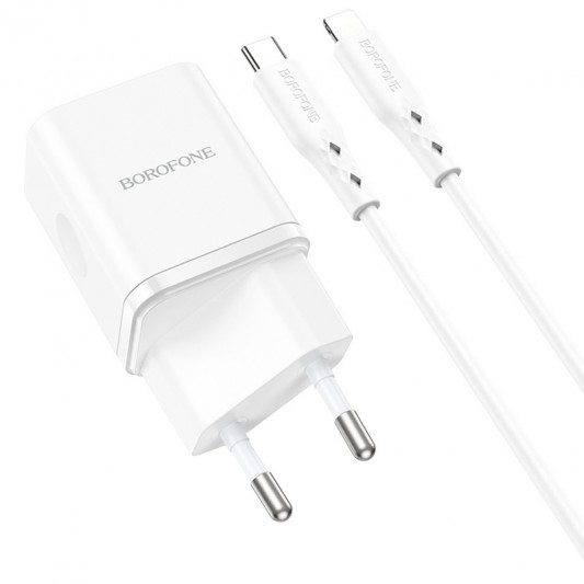 МЗП Borofone BN7 PD20W+QC3.0 (1USB-A/1C) + кабель Type-C to Lightning White - зображення 3 