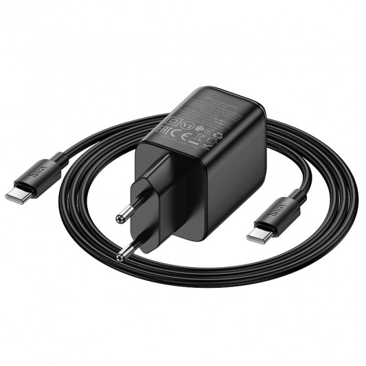 МЗП Hoco N54 Monsoon PD45W (1USB-C) + кабель Type-C to Type-C Black - зображення 2 